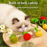 2 tomato-shaped cat teaser wands, durable cat toys, persimmon-shaped cat toys, self-entertaining and boredom-relieving cat toys with bells